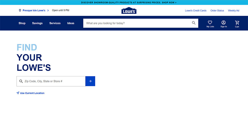 Lowes store locator page